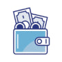 Wallet with money icon
