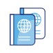 Two passports stack together icon