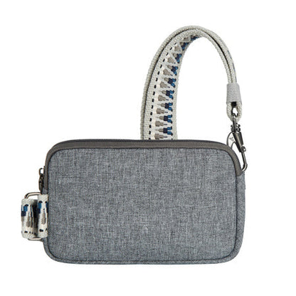 back view of grey cross bag