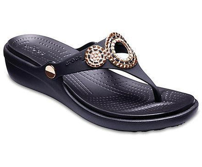 Crocs Women's Sanrah Embellished Diamante Wedge Flips