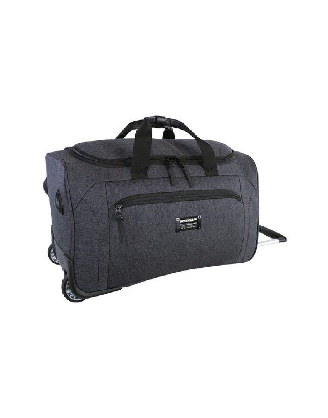 Image showing duffel front three-quarter view in dark grey.