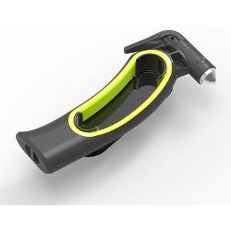 Product Image – Image showing product molded in black with lime-green trim and metal hammer end.