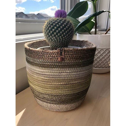 Prairieknotco Variegated Green with Twine Basket - Medium