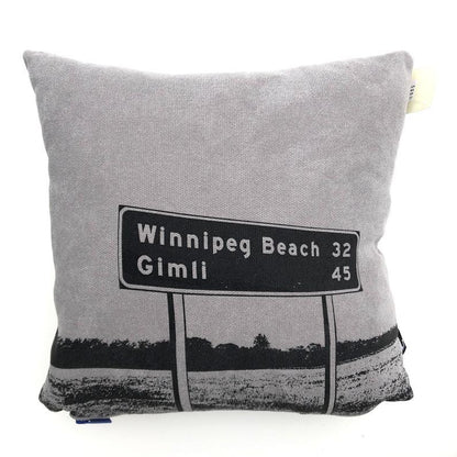 Winnipeg North of Fargo Winnipeg Beach & Gimli Highway Sign Pillow