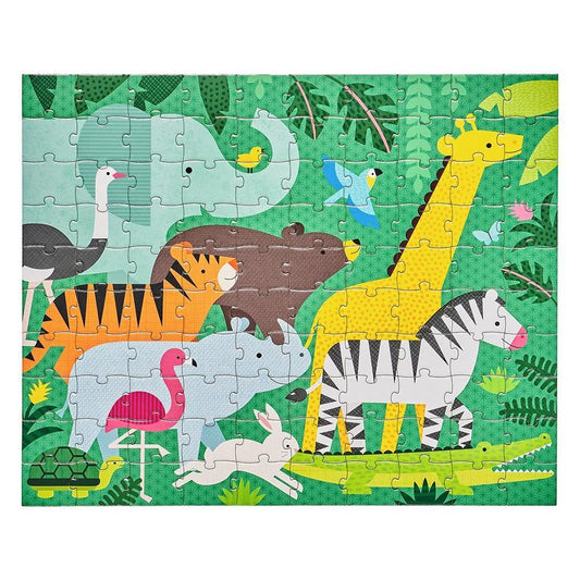 Product Image – Petit Collage Double Sided On-The-Go Animal Menagerie Puzzle 49 Pieces