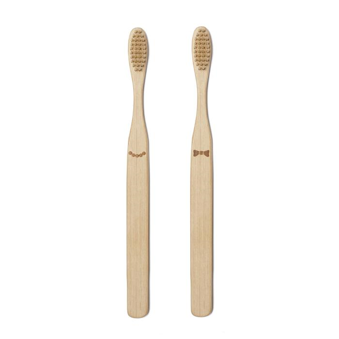 Kikkerland His and Her Bamboo Toothbrush Set