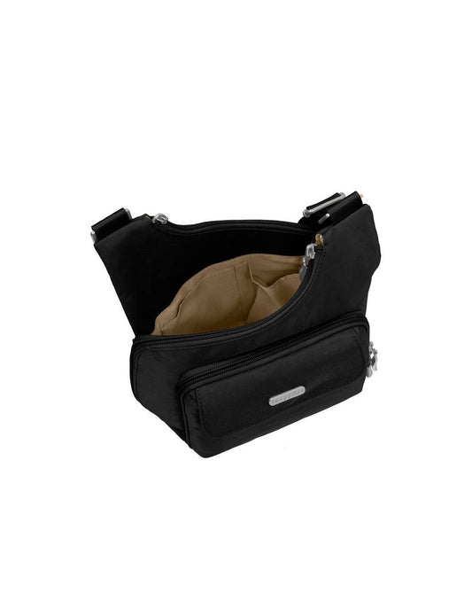 Product Image – Overhead view of product in black with light brown interior lining.