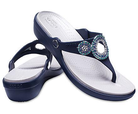 Crocs Women's Sanrah Embellished Diamante Wedge Flips