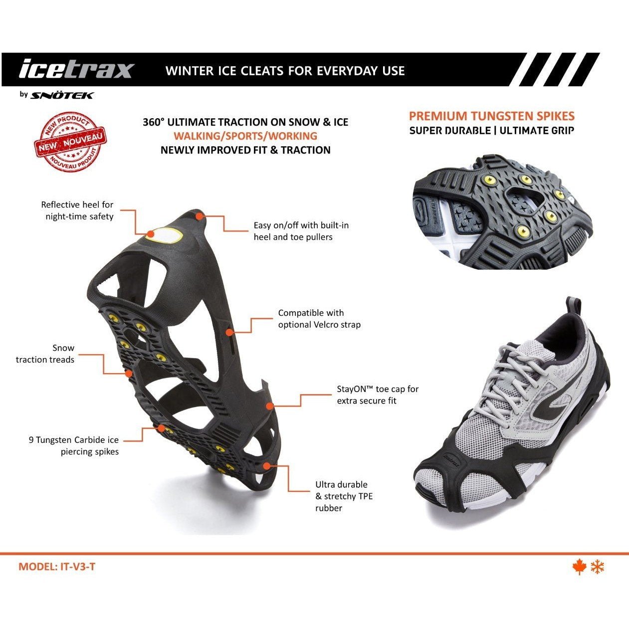 Jovi SportsIcetrax V3 Tungsten Ice CleatsIceTrax1013328