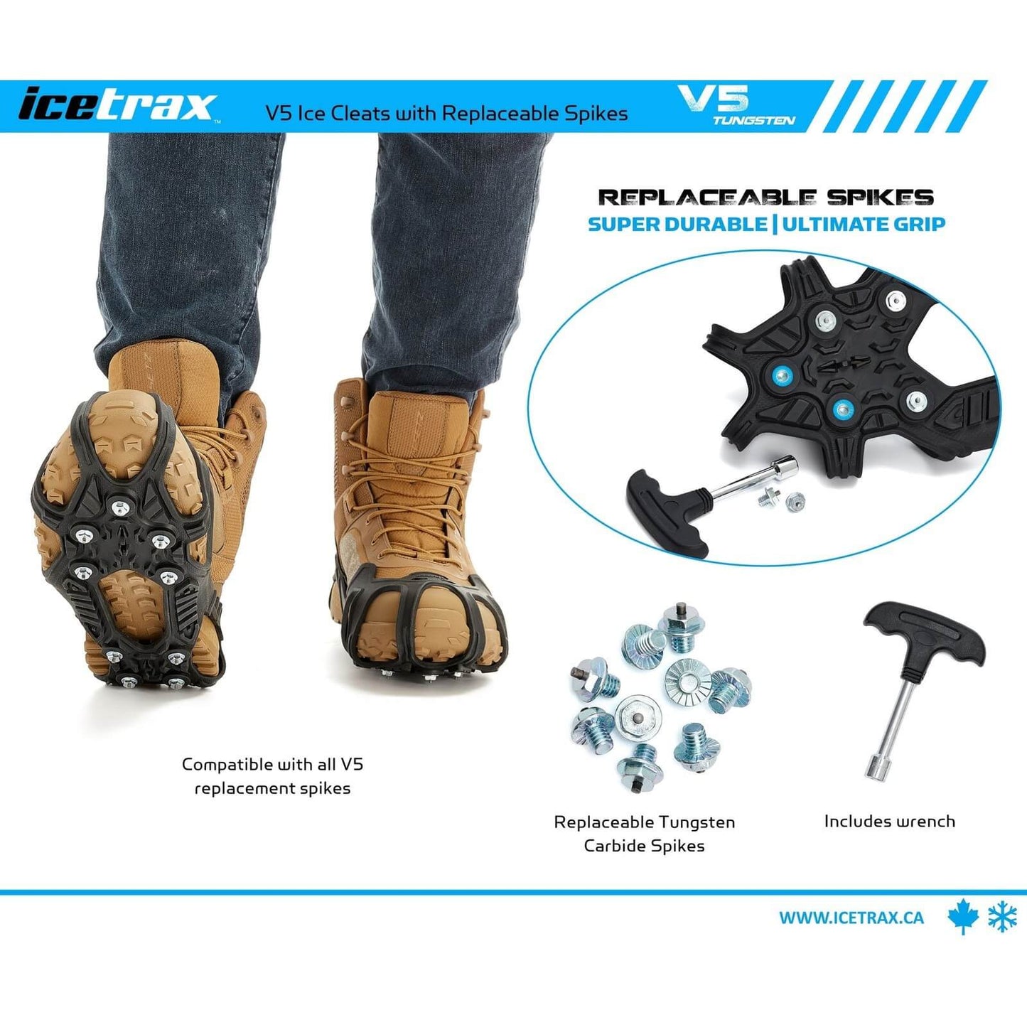 Jovi SportsIcetrax V5 Tungsten Ice Cleats with Replaceable SpikesIceTrax1016171