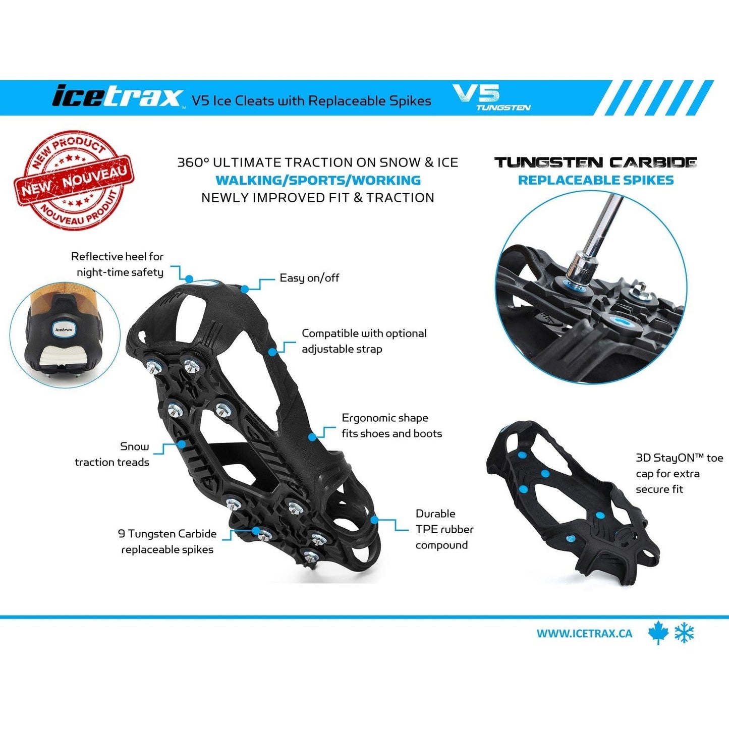 Jovi SportsIcetrax V5 Tungsten Ice Cleats with Replaceable SpikesIceTrax1016171