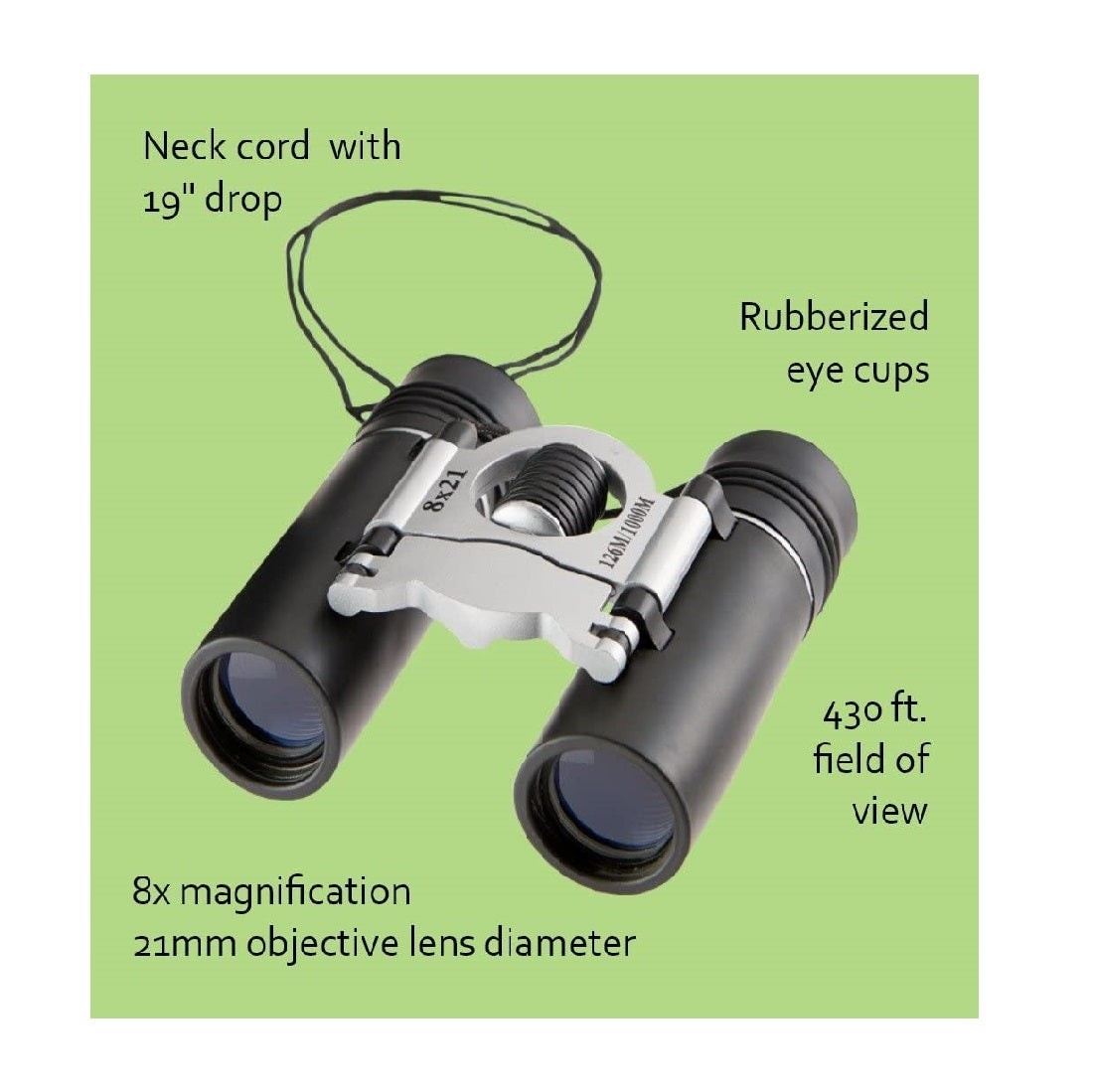 Image showing pair of binoculars on a green background.