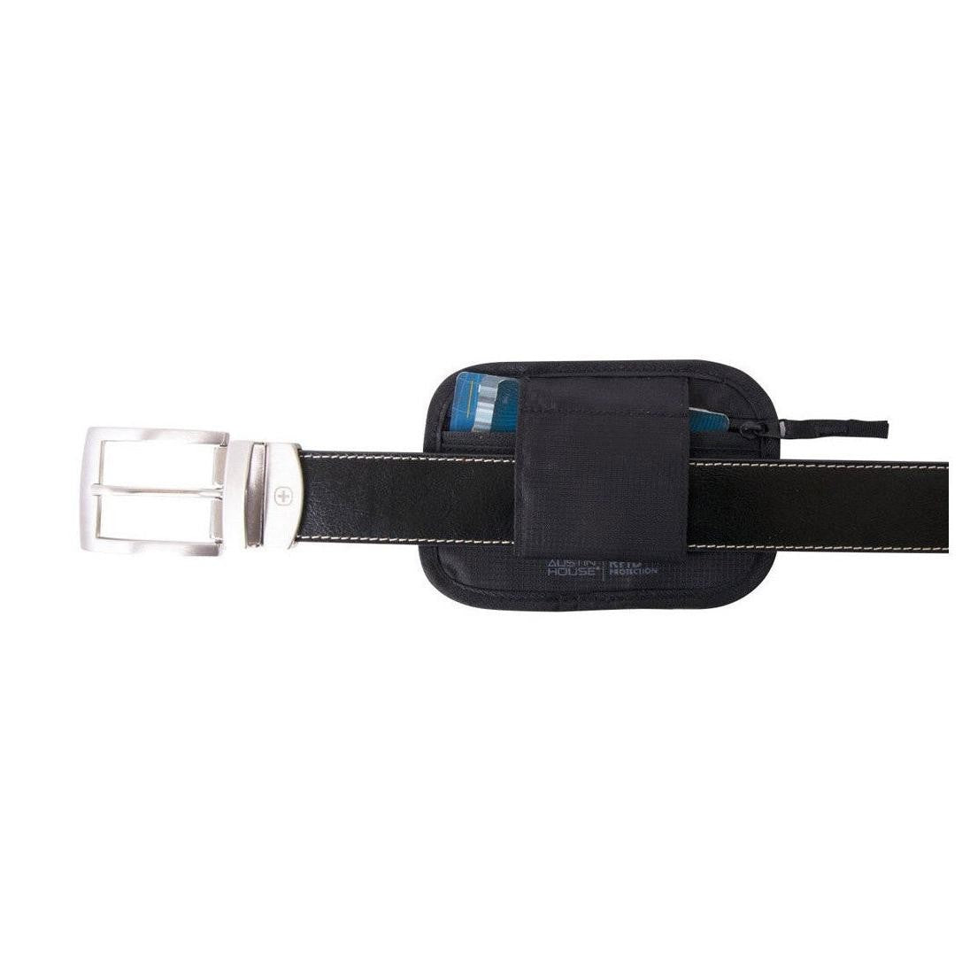 Image showing belt loop in black with silver metal buckle.