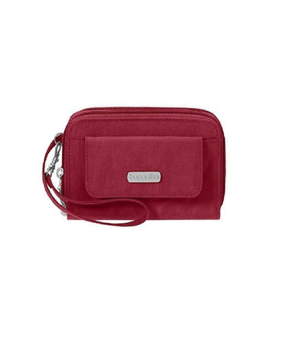 Image showing front of wristlet in red.